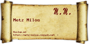 Metz Milos névjegykártya